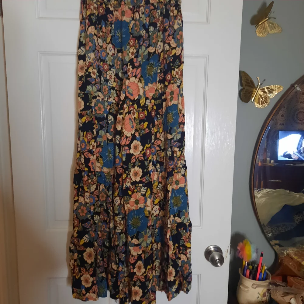 NATURAL LIFE Floral Wide Leg Pants - Black and Multicolor - Picture 3 of 4